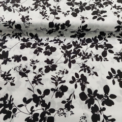 Baumwollstoff Blumen Bltter Webware weicher Griff, schwarz cremewei
