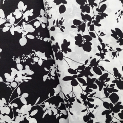 Baumwollstoff Blumen Bltter Webware weicher Griff, cremewei schwarz