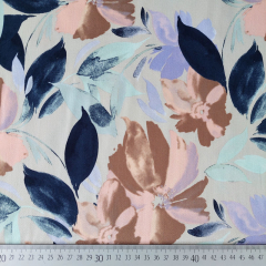 RESTSTCK 90 cm Viskose Stoff Blumen Blusenstoff, lila aprikot beige