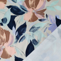 RESTSTCK 90 cm Viskose Stoff Blumen Blusenstoff, lila aprikot beige