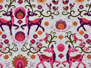 RESTSTCK 108 cm Jerseystoff Rehe & Vgel, pink hellgrau melange