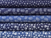 Jeansstoff Paisleymuster mit Stretch, wei jeansblau