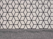 Strickjersey Stoff Jacquard graphisches Muster, beige schwarz