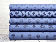 French Terry Sweat Inka Kpfe, jeansblau
