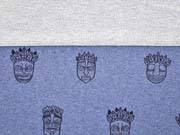 French Terry Sweat Inka Kpfe, jeansblau