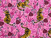 Jerseystoff Tiger Bltter Blumen, rosa