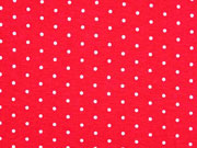 Viskosejersey Punkte (0,3 cm), weiß rot