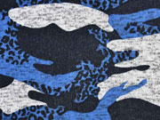 Strickstoff Camouflage angeraut, blau