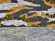 Strickstoff Camouflage angeraut, ockergelb grau