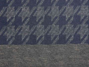 RESTSTCK 46 cm Jacquard Jersey angeraut Hahnentritt, dunkelblau melange