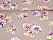 RESTSTCK 62 cm Viskose Blumen Dahlien, dunkelbeige