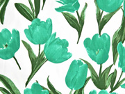 Baumwollsatin Tulpen, grün weiß