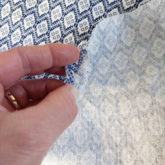 Musselin Stoff Double Gauze Baumwollstoff zweilagig Rauten, dunkelblau wei