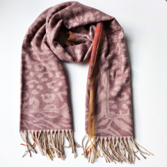 Schal Halstuch Leoparden Zebra Muster Animal Print Fransen, altrosa mauve