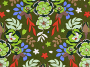 RESTSTCK 98 cm Baumwollstoff Blumen Knospen Bltter, hellgrn khaki