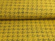Strickstoff Jacquard groer Hahnentritt, schwarz ocker