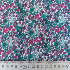 Baumwollstoff kleine Blumen Blmchen Silky Cotton, petrol beere wei