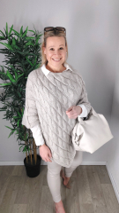 Ledertasche Handtasche gro rechteckig Ringe an den Seiten, ecrue