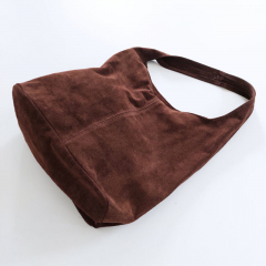 Wildleder Tasche Shopper Beutelform - schokobraun