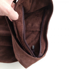 Wildleder Tasche Shopper Beutelform - schokobraun