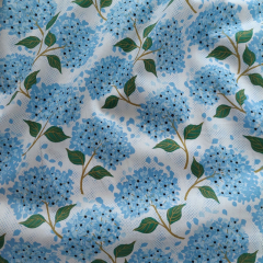 Baumwollstoff Popeline Blten Hortensie, hellblau wei
