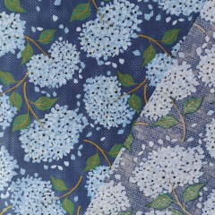 Baumwollstoff Popeline Blten Hortensie, hellblau dunkelblau