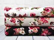 Viskose Crepe Stoff Blusenstoff  Rosen, altrosa dunkelpink beige