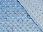 Fleece Minky Punkte Lwengesichter, helles jeansblau