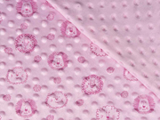 Fleece Stoff Minky Punkte Lwengesichter, helles rosa
