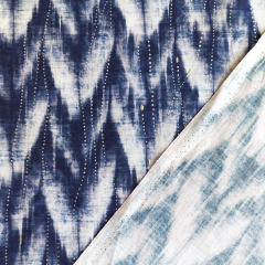 Baumwollstoff Pfeilspitzen Batik Boho Style Foliendruck Tropfen, dunkelblau wei
