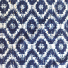 Baumwollstoff Rauten Batik Boho Style Foliendruck Tropfen, dunkelblau wei