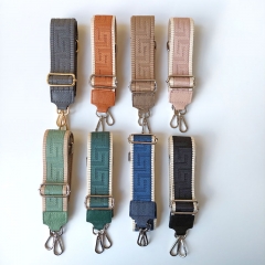 Taschengurt grafisches Muster -ecrue jeansblau, jeansblau Leder,gold Schnallen