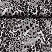 RESTSTÜCK 105 cm Viskose Jersey Stoff Leopardmuster, schwarz