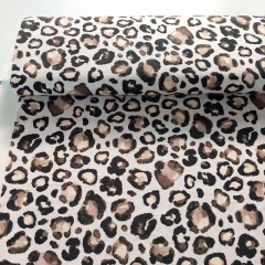 Canvas Stoff Baumwollstoff Leoparden Muster, schwarz ecrue