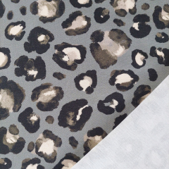 Canvas Stoff Baumwollstoff Leoparden Muster, schwarz grau