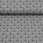 Sweatstoff French Terry mittlerer Anker, schwarz anthrazit