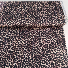 Viskose Stoff Viskosesatin Webware Leopardenmuster, schwarz beige