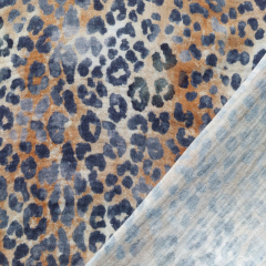 Musselin Stoff Leopardenmuster Double Gauze Baumwollstoff zweilagig , jeansblau cognac cremewei