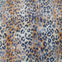Musselin Stoff Leopardenmuster Double Gauze Baumwollstoff zweilagig , jeansblau cognac cremewei