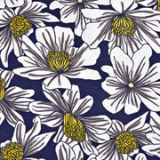 RESTSTÜCK 72 cm Viskose Jersey Stoff Sommerblumen, dunkelblau