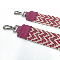 Taschengurt Taschenriemen Zickzack - ecrue beere - beere Leder - silber Schnallen