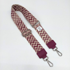 Taschengurt Taschenriemen Zickzack - ecrue beere - beere Leder - silber Schnallen