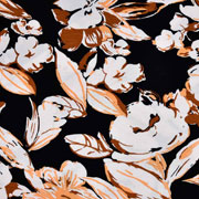 RESTSTÜCK 172 cm Viskose Jersey Stoff Blumen, braun aprikot schwarz
