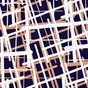 Viskose Jersey Stoff Linien Gitternetz, beige dunkelblau