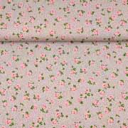 Viskose Stoff Rosen Punkte, beige