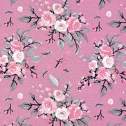 RESTSTCK 139 cm Jerseystoff Blumen Rosen Bouquet Bltter, grau altrosa