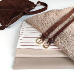 Lederimitat mit Wildleder-Imitat Rcken elastisch, hellbeige