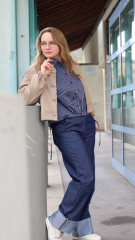 Lederimitat mit Wildleder-Imitat Rcken elastisch, hellbeige
