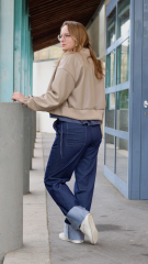 Lederimitat mit Wildleder-Imitat Rcken elastisch, hellbeige