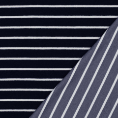 Sweat Frotteestoff Streifen, cremewei dunkelblau